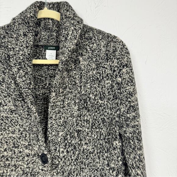 J Crew Vintage Black Marled Wool Cardigan Sweater Mens S Preppy Cozy Warm Button - Picture 2 of 10
